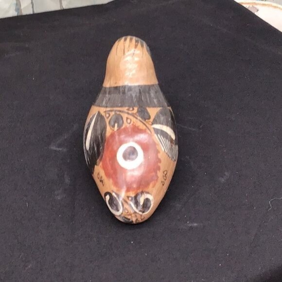 Handcrafted Ceramic Bird Figurine With Tribal Design Art - Picture 2 of 6